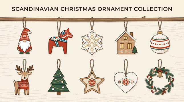 Scandinavian christmas ornament collection
