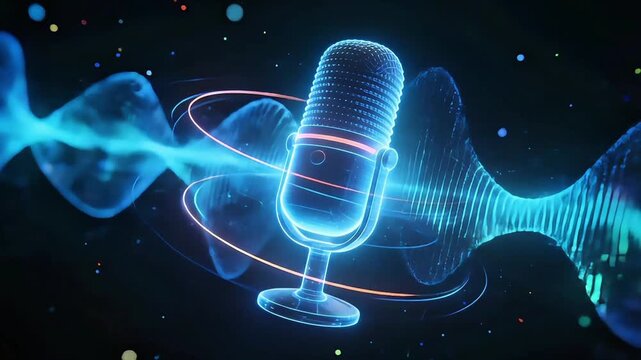 Digital Holographic Microphone with Audio Sound Wave Visualization on Dark Background