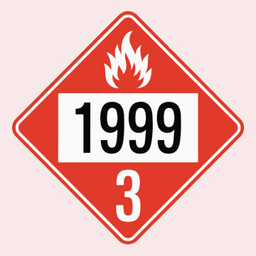 Flammable Material Hazard Warning Label 1999 Class 3