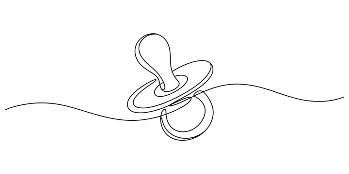 Continuous one line drawing of a baby pacifier dummy