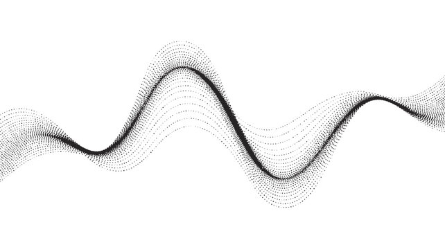 Black dotted wave pattern on a white background showcasing a flowing and dynamic visual element wavy line monochrome