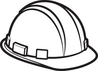 Fototapeta premium Detailed line art illustration of a construction worker hard hat safety helmet with construction protection protective industrial equipment engineering workplace accessory headgear security