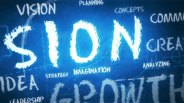 Chalkboard Animation with Vision, Motivation, and Business Growth Concepts