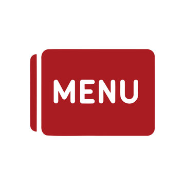 Red Menu Button Icon with White Text for Navigation and Options