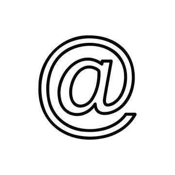 Outline of an at symbol, representing email, internet, contact, or digital address. @ sign.