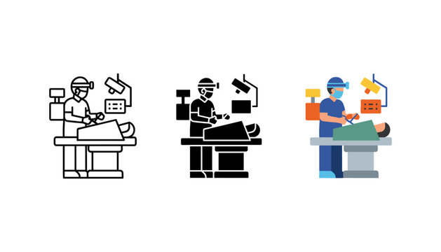 Surgical operation procedure icon set with operation operating hospital procedure healthcare surgical treatment intensive emergency medicine