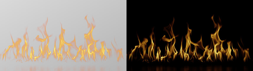 Transparent png image of realistic orange flames fire overlay with intense fiery burn effect isolated on transparent background for design and decoration heat hot fireplace smoke dramatic © Lera