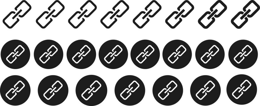 Chain link icons with outline and circular background connection symbols vector illustration artwork