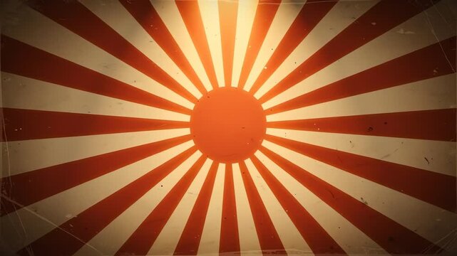 Retro animated sunburst background with rotating red and orange rays