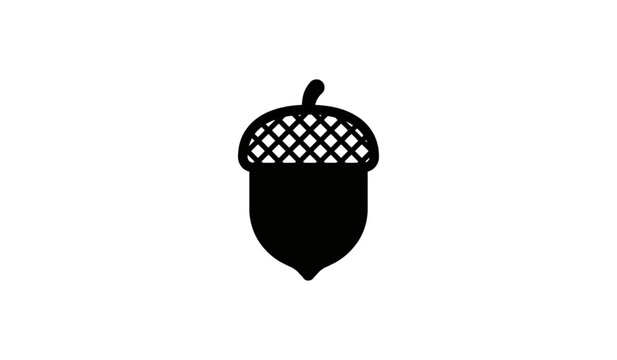 Minimal black acorn icon with detailed cap texture Vector