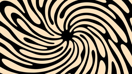 Cream and Black Abstract Spiral Pattern with Organic Retro Motion Waves Decorative Vector Background © Creative Vector