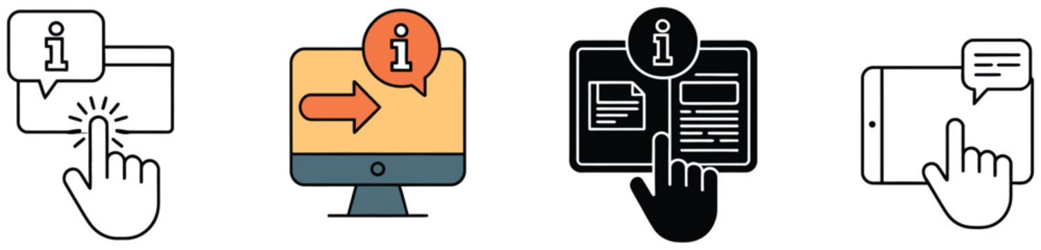 Self service icon vector illustration showing automated ordering, user controlled service, retail kiosk system, and clean minimal business designs