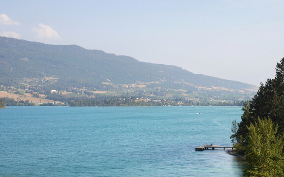 Kalamalka Lake between Vernon and Kelowna during a summer season in the Interior region of British Columbia, Canada