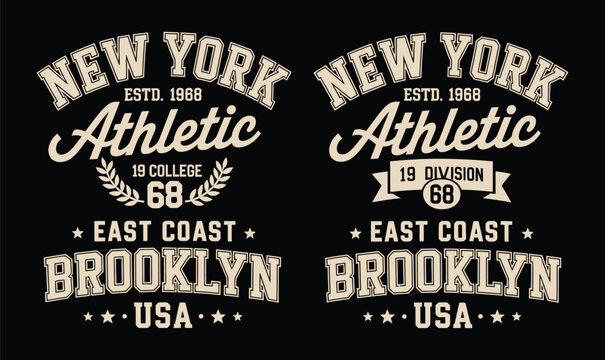 New York Athletic Brooklyn Vintage Vector Emblem for Varsity Sports T Shirt Design Print Banner