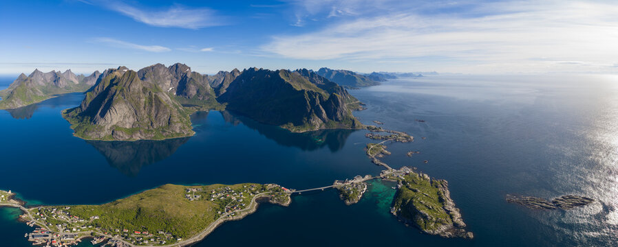 Lofoten Islands Aerial Panorama - Norwegian Arctic Archipelago Landsca