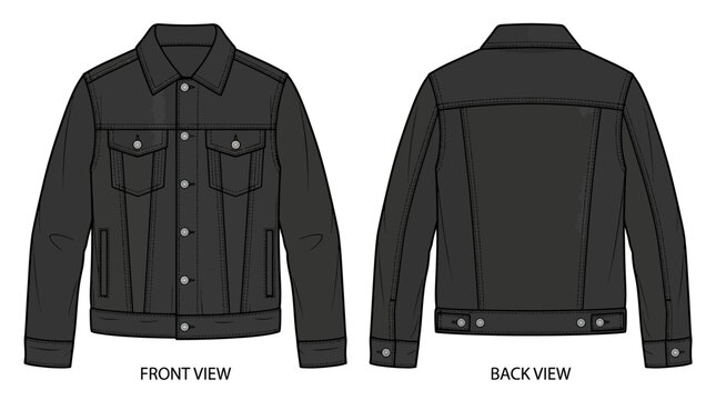 Denim jacket illustration showing front and back views in detail