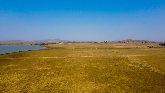 Aerial shot of lush green landscape