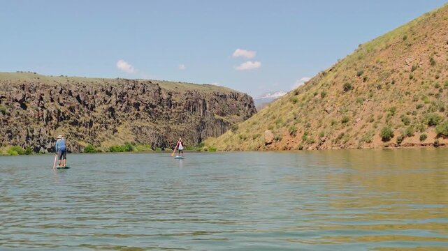 SUP boarding on the lake