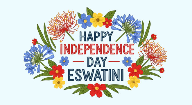 Happy Independence Day Eswatini floral vector design