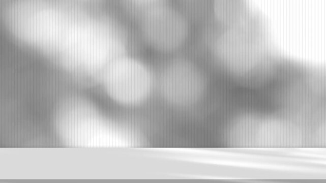 Abstract blurry bokeh light animation on modern white wall,floor podium background.Elegant minimal studio scene for product display,Luxury Cosmetic branding,Advertising mockups,Presentations marketing