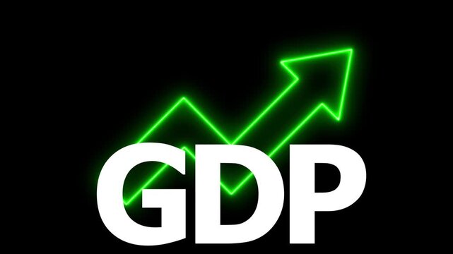 G d p growth rate increase neon green arrow graph economic expansion economic growth