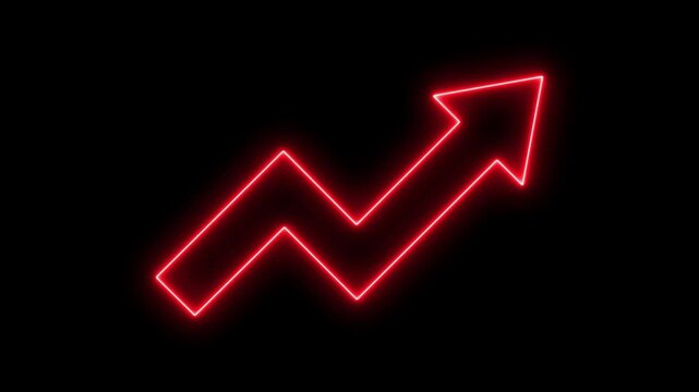 Red neon arrow graph increase trend business finance growth concept