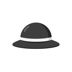 Fototapeta premium Simple black pilgrim hat with a white band, isolated on white background, minimalist digital for thanksgiving holiday