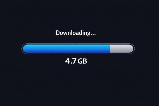 A digital loading bar displaying a file download progress