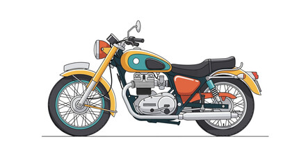 Obraz premium Vintage Motorcycle Illustration with Classic Design and Retro Colors