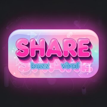 Glossy Neon Button Design for Viral Social Media Engagement and Digital Content Sharing Interface
