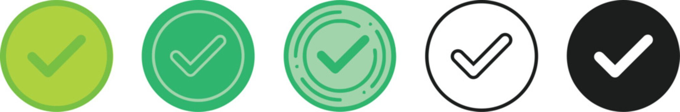 Check mark icons on isolated on transparent background