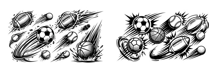 Fototapeta premium Dynamic sports balls in motion illustration