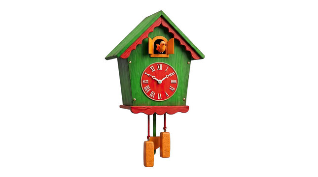 Traditional black forest cuckoo clock with bird and roman numerals