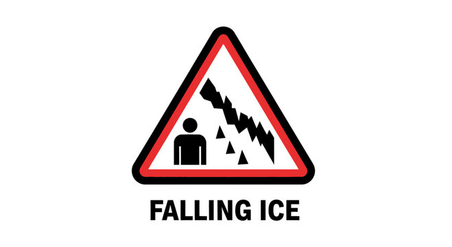 Falling Ice Warning Sign Vector Illustration for Winter Hazard Safety
