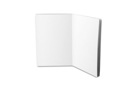 Empty blank Passport Mock up isolated on white background.3d rendering. Front, side and back view. open passport mockup.