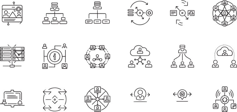 Delivery Parcel Courier Services E-commerce Package Shipping and Logistics Box Handling Outline Icon Set