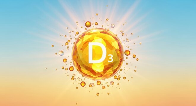 Golden Vitamin D3, essential nutrient for optimal wellbeing, encapsulated sun energy boosting robust immunity, promoting strong bone health, natural dietary supplement