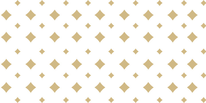 Golden vector seamless pattern with small diamond shapes, stars, rhombuses, dots. Abstract gold and white geometric texture. Simple minimal repeat background. Subtle luxury design for decor, wallpaper