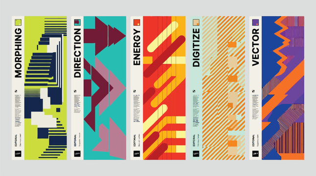 Abstract geometric jersey patterns, set of 5 sports apparel textures, dynamic racing graphics for sublimation, modern athletic apparel design