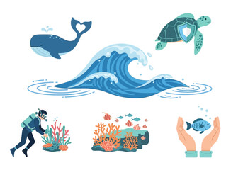 Underwater marine life ocean creatures. © ACHMAD