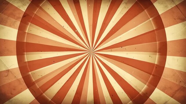 Rotating Vintage Orange Sunburst Background with Retro Film Texture