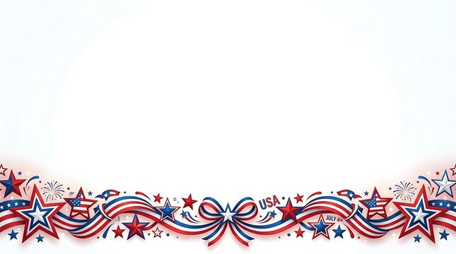 Patriotic stars and ribbon border for independence day usa