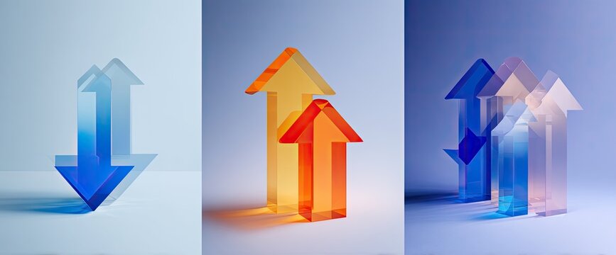 Abstract Arrows Representing Growth and Decline in Business and Finance.
