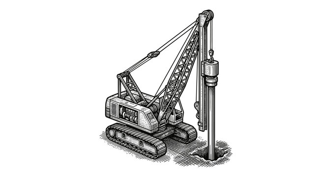 Large drilling machine with long arm.