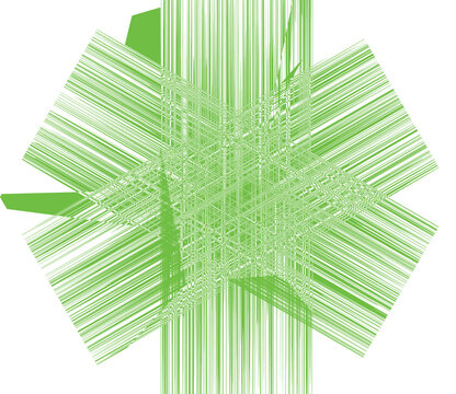 Green geometric star shape with intersecting parallel line patterns