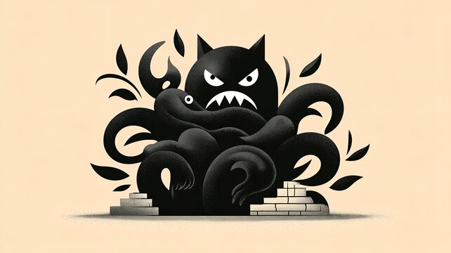 Graphic monster. Illustration on the theme of animals, mysticism, characters, and graphics.
