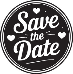 Obraz premium Save the Date Round Blackboard with Hearts and Chalk Text for Wedding Announcement