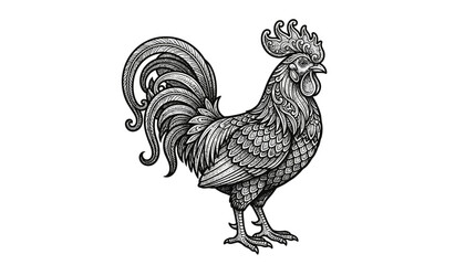 Rooster standing on white background. © namir