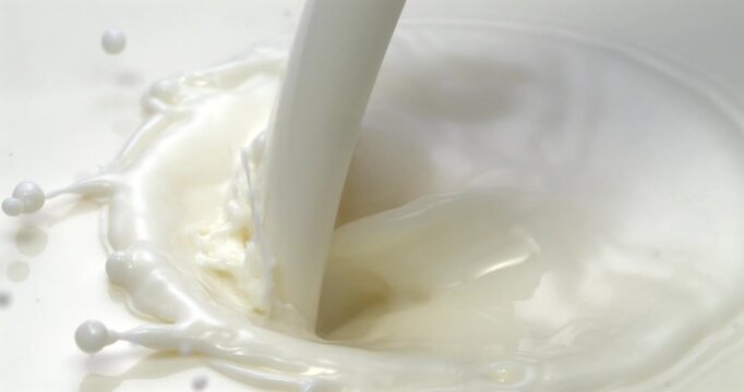 Milk pouring with splash in super slow motion 1000 fps