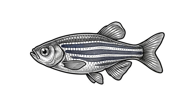 Zebra Danio Fish Side View.